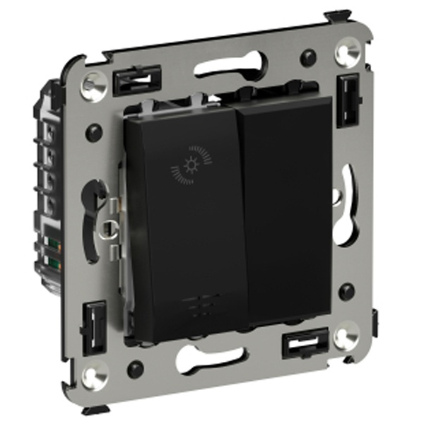 Диммер кнопочный DKC Avanti в стену универсальный 3-х проводный 3-220Вт, черный матовый