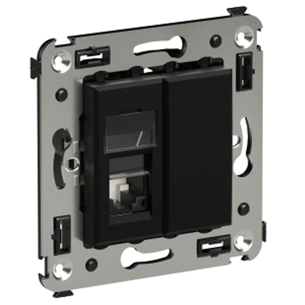 Телефонная розетка RJ-12 DKC Avanti в стену одинарная черный матовый