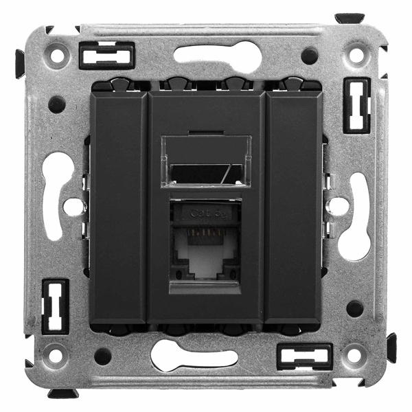 Компьютерная розетка RJ-45 в стену DKC Avanti кат.5e одинарная, черный матовый