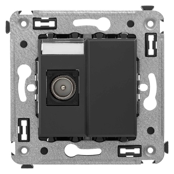 Розетка TV DKC Avanti одиночная в стену, черный матовый