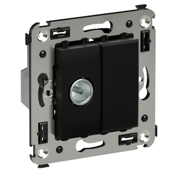 Розетка TV DKC Avanti проходная в стену, черный матовый