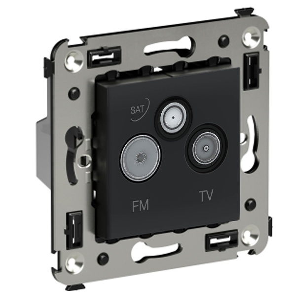 Розетка TV-FM-SAT DKC Avanti в стену, черный матовый