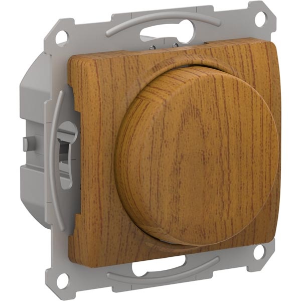 Светорегулятор (диммер) поворотно-нажимной 315Вт LED RC механизм SE Glossa, дерево дуб