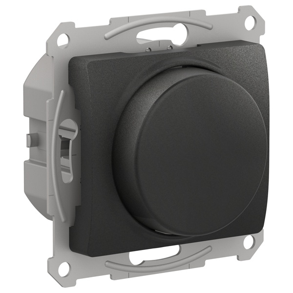 Светорегулятор (диммер) поворотно-нажимной 315Вт LED RC механизм SE Glossa, антрацит