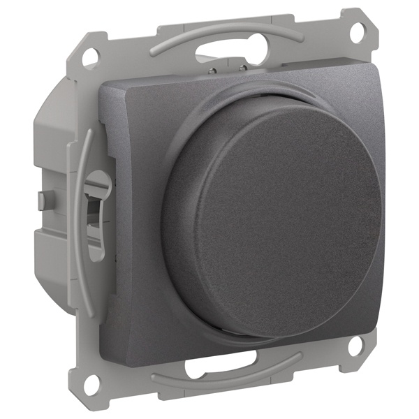 Светорегулятор (диммер) поворотно-нажимной 315Вт LED RC механизм SE Glossa, графит