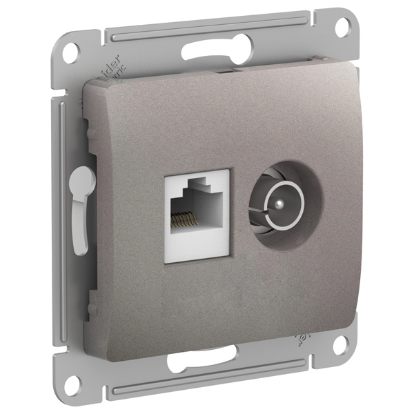 Розетка двойная SE Glossa ТВ + компьютерная RJ45 кат.5E механизм, платина
