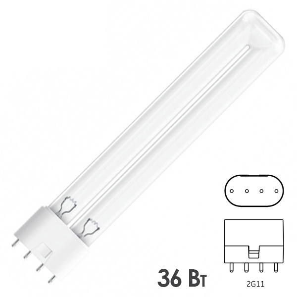Лампа бактерицидная LightBest LBCQ 36W 2G11 L408mm специальная безозоновая, кварцевое стекло