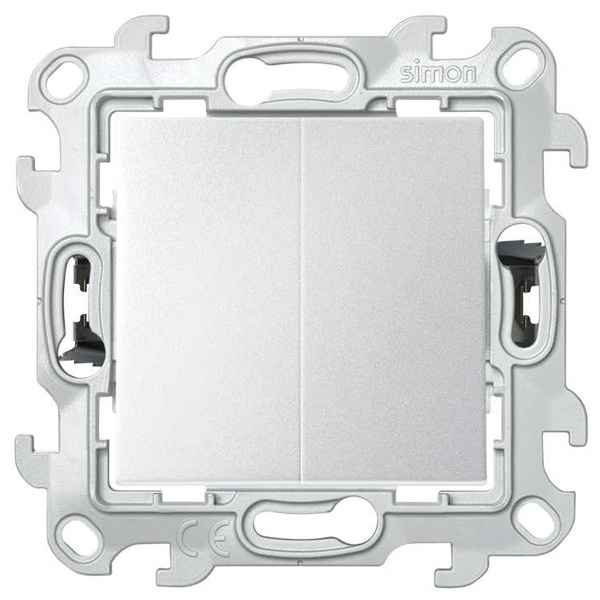 Двухклавишный выключатель Simon 24 Harmonie Push&Go, алюминий