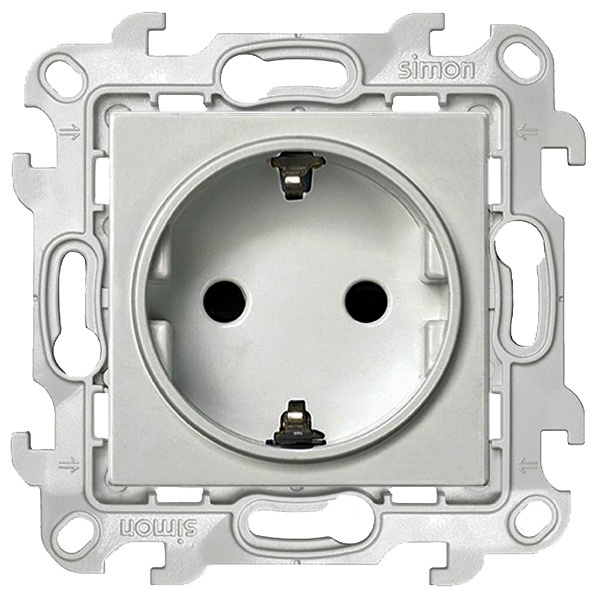 Розетка Simon 24 Harmonie 2К+З Schuko без защитных шторок, алюминий