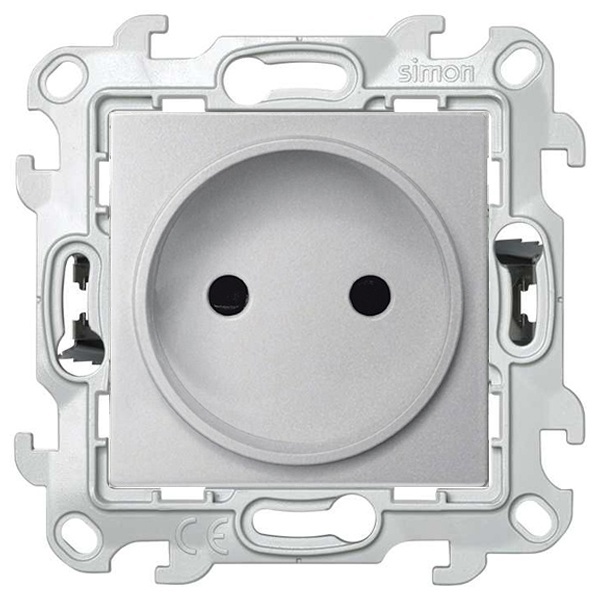 Розетка Simon 24 Harmonie 2К с защитными шторок, алюминий