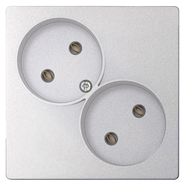 Розетка Simon 24 Harmonie 2х2К без защитных шторок, алюминий