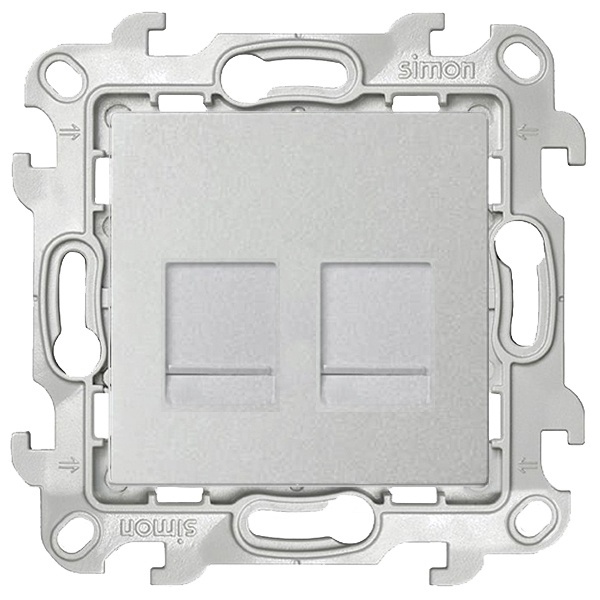 Розетка компьютерная Simon 24 Harmonie 2хRJ45 кат 5е UTP, алюминий