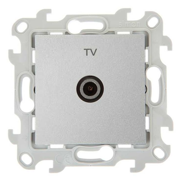 Розетка ТВ Simon 24 Harmonie проходная, алюминий
