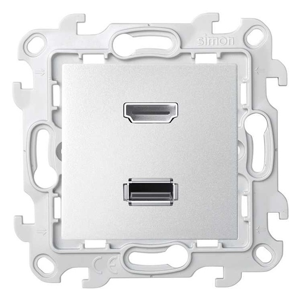 Розетка HDMI+USB Simon 24 Harmonie 2.0 для передачи данных, алюминий