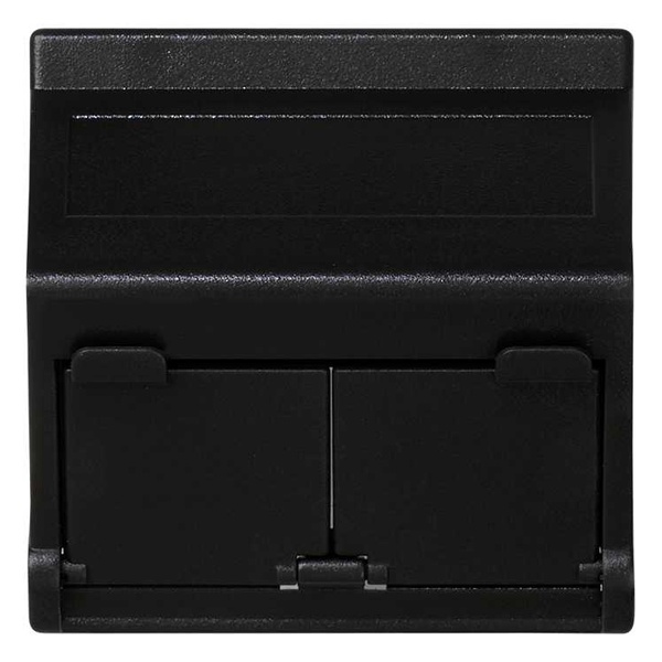 Адаптер наклонный 45х45мм Simon K45 на 2 коннектор RJ45 CJ545U(F), CJ645U(F) со шторкой, графит