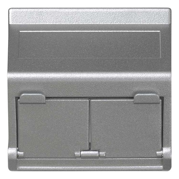 Адаптер наклонный 45х45мм Simon K45 на 2 коннектор RJ45 CJ545U(F), CJ645U(F) со шторкой, алюминий