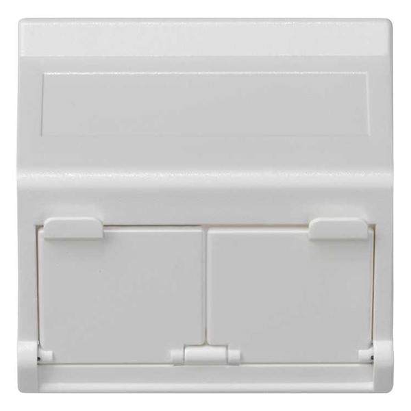 Адаптер наклонный 45х45мм Simon K45 на 2 коннектор RJ45 CJ545U(F), CJ645U(F) со шторкой, белый