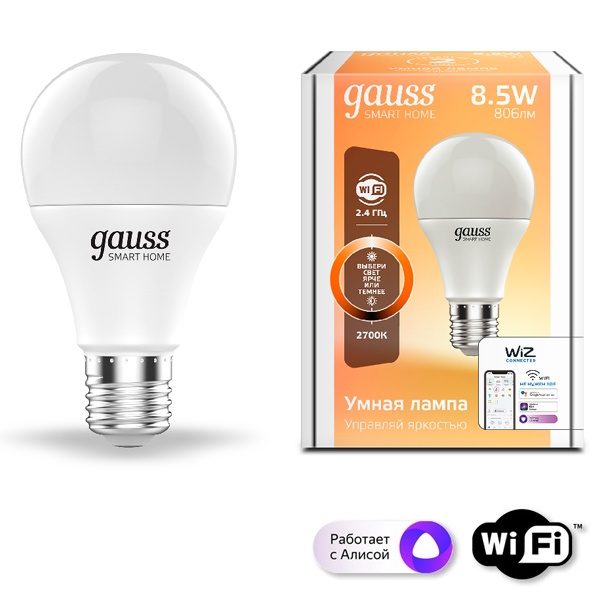 Светодиодная лампа Gauss Smart Home DIM E27 A60 8.5 Вт 2700K
