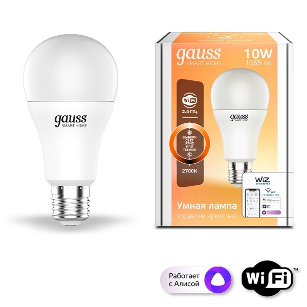 Светодиодная лампа Gauss Smart Home DIM E27 A60 10 Вт 2700K