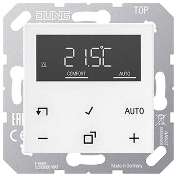 Комнатный термостат с дисплеем Jung A Стандарт Белый