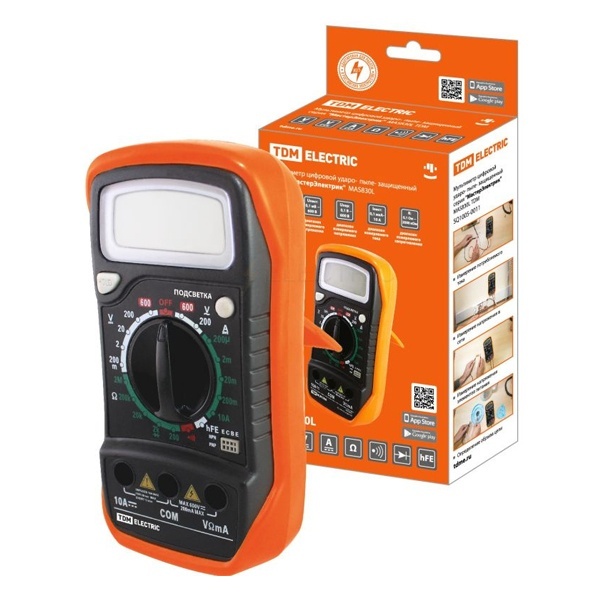 Мультиметр цифровой TDM ударо- пыле- защищенный МастерЭлектрик MAS830L