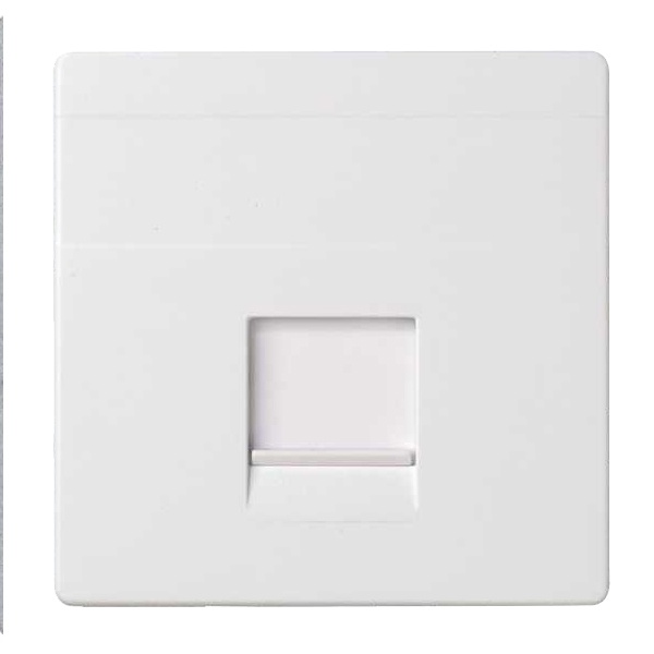 Розетка прямая для передачи данных Simon 82 Concept со шторкой на 1 разъем RJ45 белый матовый