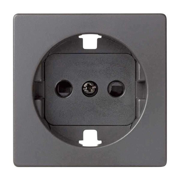 Накладка со шторками Simon 82 Concept для розетки с заземлением Schuko 2Р+Е титан матовый