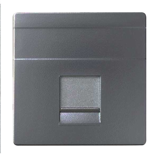 Розетка прямая для передачи данных Simon 82 Concept со шторкой на 1 разъем RJ45 титан матовый