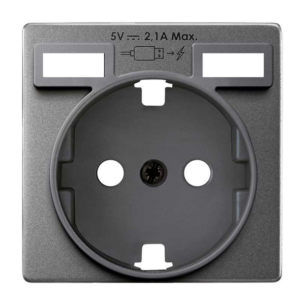 Накладка для розетки Simon 82 Concept Schuko с зарядным устройством 2хUSB титан матовый