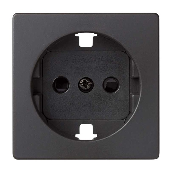 Накладка со шторками Simon 82 Concept для розетки с заземлением Schuko 2Р+Е черный матовый