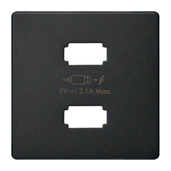 Накладка для зарядного устройства Simon 82 Concept 2xUSB черный матовый