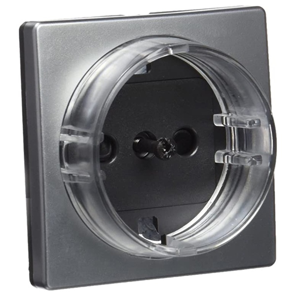 Накладка Simon 82 розетку 2П+З Schuko уменьшенной глубины установки (75462-39), алюминий