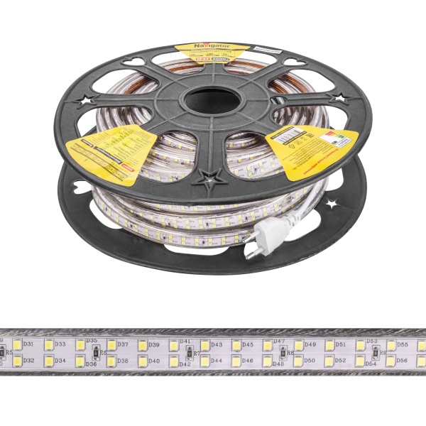 Лента светодиодная Navigator 61 646 NLS-2835СW180-10-IP67-220V R20 10W 6000K (бухта 20m)