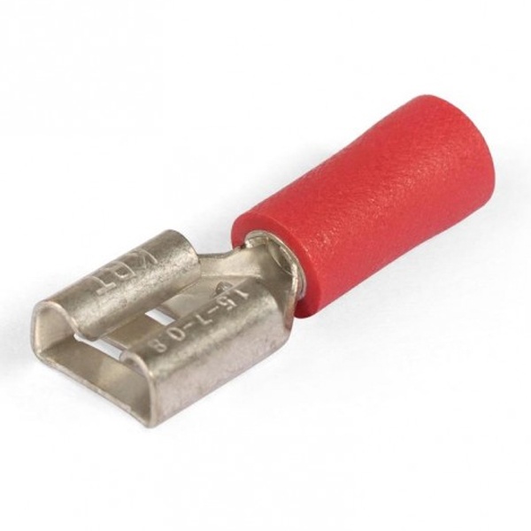 Разъем виброустойчивый плоский КВТ ВРПИ-М 1,5-(6,3) под провод 0,5-1,5мм красный [уп.100шт]