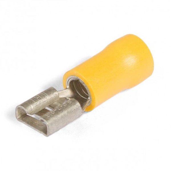 Разъем виброустойчивый КВТ плоский ВРПИ-М 6,0-(6,3) под провод 4,0-6,0мм желтый [уп.100шт]