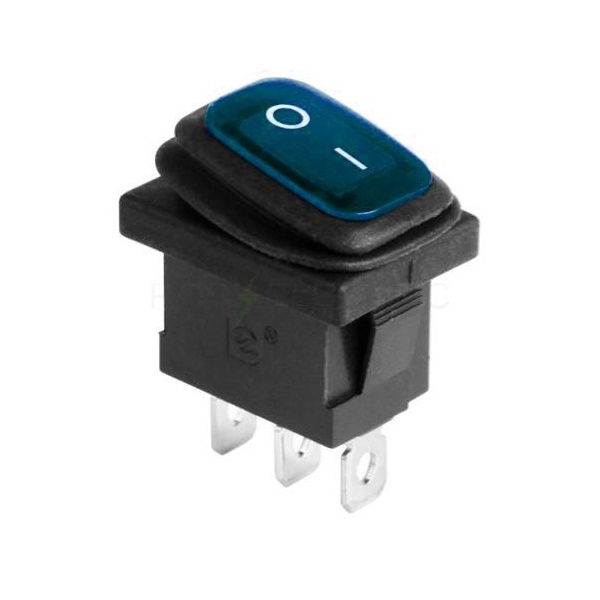 Выключатель клавишный Rexant 250V 6А (3с) ON-OFF синий с подсветкой Mini влагозащита
