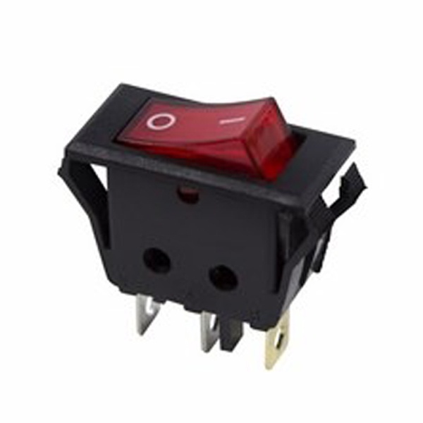 Выключатель клавишный Rexant 250V 15А (3с) ON-OFF красный с подсветкой