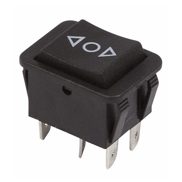 Выключатель клавишный Rexant 250V 15А (6с) (ON)-OFF-(ON) черный с нейтралью без фиксации