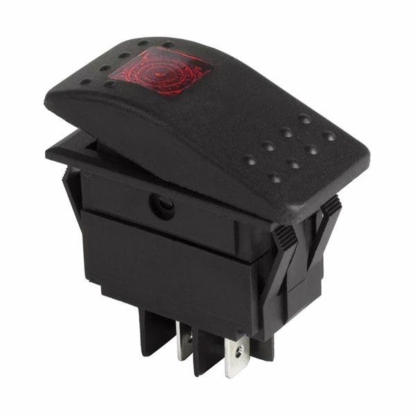 Выключатель клавишный Rexant 250В ON-OFF красный с подсветкой