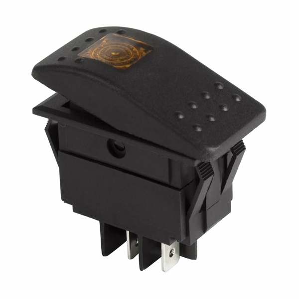 Выключатель клавишный Rexant 250В ON-OFF желтый с подсветкой