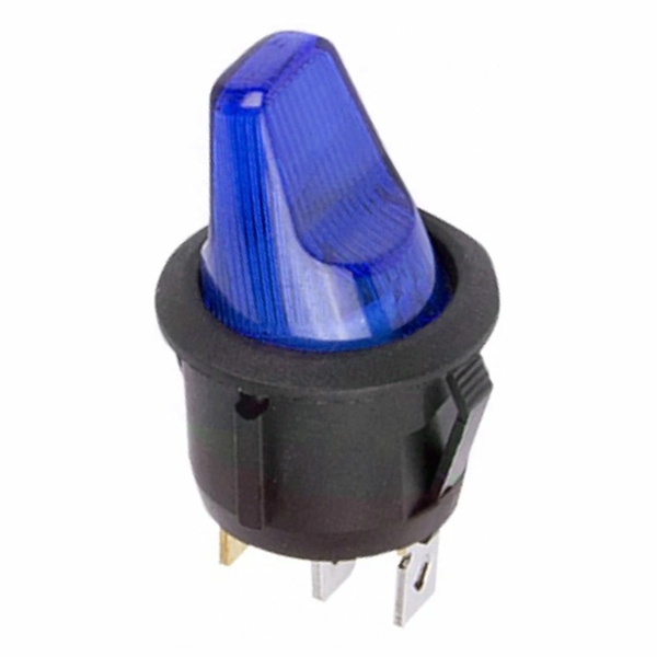 Выключатель клавишный Rexant круглый 12V 16А (3с) ON-OFF синий с подсветкой