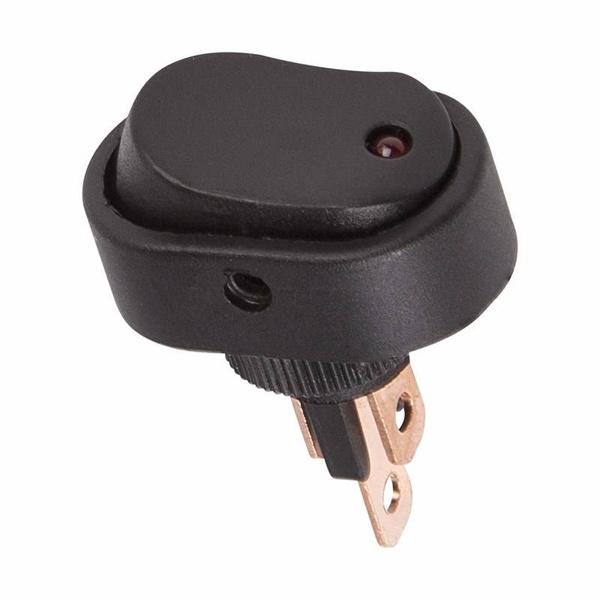 Выключатель клавишный Rexant 12V 30А (3с) ON-OFF черный овал с красной LED подсветкой