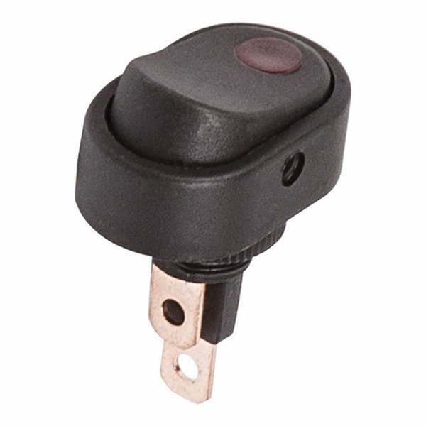 Выключатель клавишный Rexant 12V 30А (3с) ON-OFF черный овал с красной подсветкой