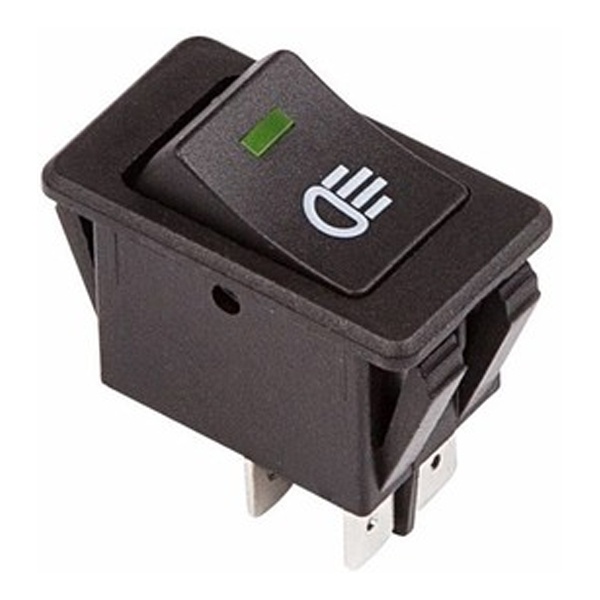 Выключатель клавишный Rexant 12V 35А (4с) ON-OFF с зеленой LED подсветкой