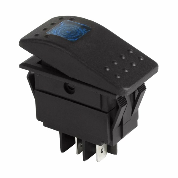 Выключатель клавишный Rexant 12V 35А (4с) ON-OFF синий с подсветкой