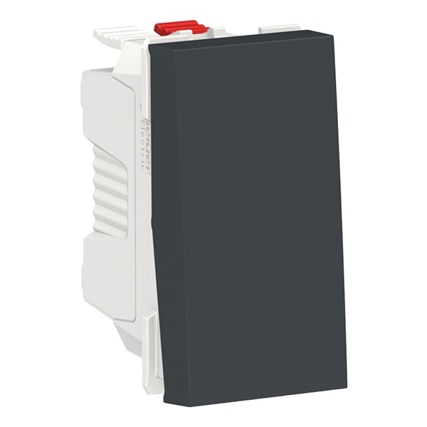 Выключатель 1-клавишный кнопочный 10 AX 250 В SE Unica Modular 1 модуль, антрацит