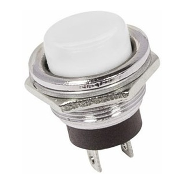 Выключатель-кнопка Rexant металл 250V 2А (2с) (ON)-OFF d16.2 белая