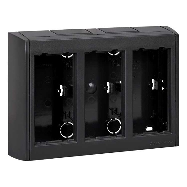 Блок настенный Simon Сима Про на 3 S-модуля, поверхностный монтаж, графит