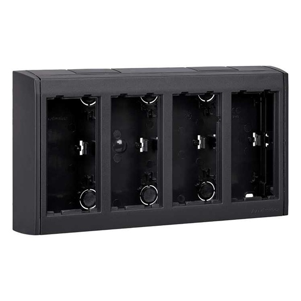 Блок настенный Simon Сима Про на 4 S-модуля, поверхностный монтаж, графит