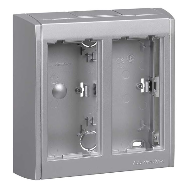 Блок настенный Simon Сима Про на 2 S-модуля, поверхностный монтаж, алюминий